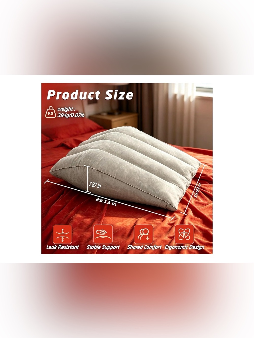 Inflatable Position Support Wedge Pillow - Ergonomic Triangle Cushion